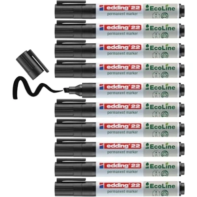 Afbeelding van Viltstift edding 22 Eco schuin zwart 1 5mm Omdoos a 10 stuk stuks