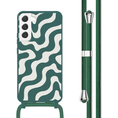 Afbeelding van imoshion hoesje Geschikt voor Samsung Galaxy S22 met koord Siliconen design Meerkleurig / Petrol Green Groovy