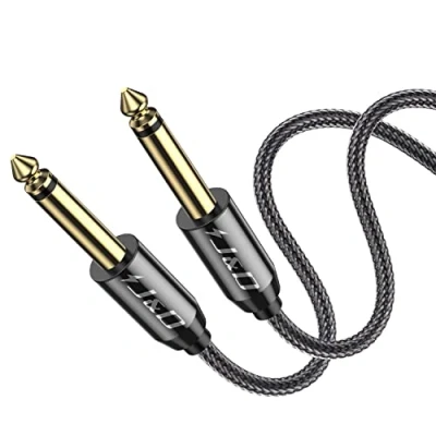 Afbeelding van J&amp;D 6,35 mm Gitaarinstrumentenkabel, Vergulde Koperen Schaal Heavy Duty 1/4 Inch TS Mono Audiokabel Met Behuizing Van Zinklegering Nylon Vlecht Voor Gitaar, Multi Effecten, Versterkers