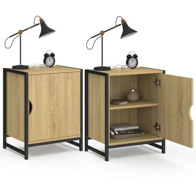 Image de Lot de 2 tables chevet DETROIT 1 porte design industriel IDMarket