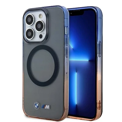 Afbeelding van BMW Gradient Bumper Hard Case Back Cover met MagSafe voor Apple iPhone 14 Pro Grijs