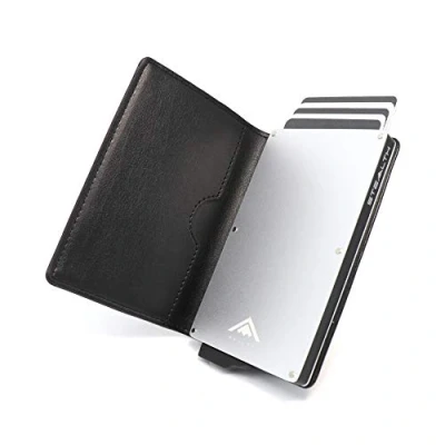 Afbeelding van Stealth Wallet Minimalistische portefeuille met pop up kaarthouder, in geschenkdoos, van licht en dun aluminium, creditcard etui RFID /NFC blokkering, Minimalistisch