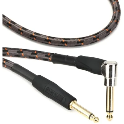 Image de Roland Câble de pédale/patch gamme Gold Connecteurs droit vers coudé en jack 1/4 pouce, 1,5 m RIC G5A Noir