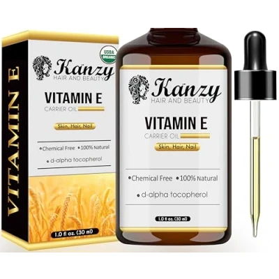 Afbeelding van Kanzy vitamine E olie voor gezicht, cosmetica, D Alpha Tocoferol, 100% natuurlijk, E, haar, gezicht en lichaam, anti aging, rimpel (30 ml)