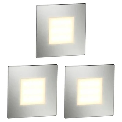 Afbeelding van ledscom.de FEX LED trapverlichting voor binnen en buiten, hoek, roestvrij staal, 85x85mm, warm wit, 3 stuks