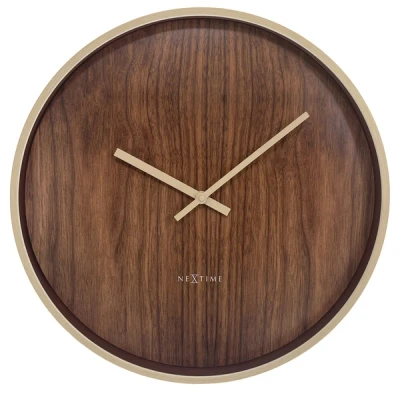 Afbeelding van Wandklok 50cm Stille Lichtbruin/Darkbruin Plastic NeXtime &#039;Oslo Large&#039;