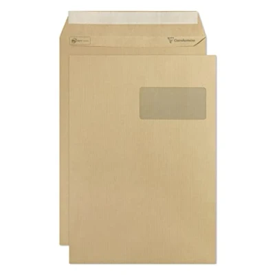 Afbeelding van Clairefontaine 10350C doos met 250 stuks kraftpapier Milleraie bruin C4 229 x 324 mm zelfklevend 90 g/m² raam 50 100 cm (positie 50/20)