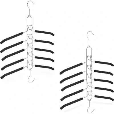 Afbeelding van Relaxdays ruimtebesparende kledinghangers multi kleerhangers set van 2 antislip