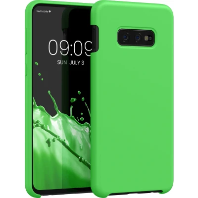 Afbeelding van kwmobile telefoonhoesje geschikt voor Samsung Galaxy S10e Hoesje met siliconen coating Smartphone case in limoengroen