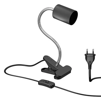 Afbeelding van ledscom.de klemlamp, zwanenhals WAIKA, schakelaar, mat zwart, 1 x GU10 max. 15 W, schroeflamp, tafellamp, leeslamp, leeslamp