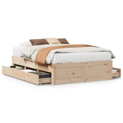 Afbeelding van vidaXL Bedframe zonder matras met lades massief grenenhout 150x200 cm