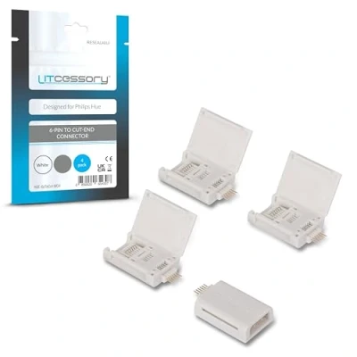 Afbeelding van Litcessory 6 SPELD narr Afgesneden Connector voor Philips Hue lightstrip Plus (Pakket van 4, Wit MIKRO V4)