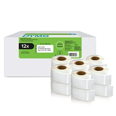 Afbeelding van Dymo Etiketten Labelwriter Ft 25 X 54 Mm, Wit, Doos Van 12 500 Beletteringsetiketten