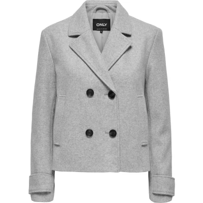 Afbeelding van Only Jas Onlfreja Life Short Db Jacket Otw Noos 15320983 Light Grey Mela/melange Dames Maat XS