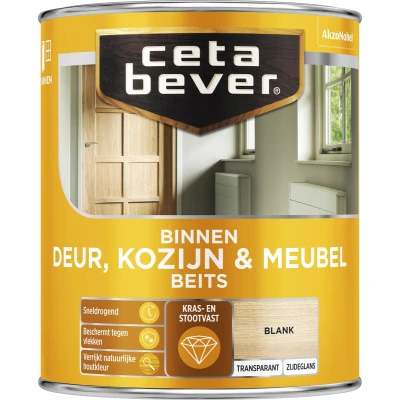 Afbeelding van Ceta Bever Binnenbeits Deur, Kozijn &amp; Meubel Zijdeglans Blank 0103 0,25 liter Blanke lak Beits