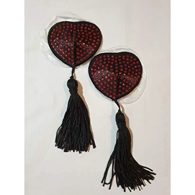 Afbeelding van Coquette Accessories Chic Desire Nipple Covers Heart Black / Red Kinky Bondage Fetish BDSM Erotic for Woman
