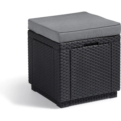 Afbeelding van Allibert hocker/voetenbankje Cube Grijs 39x42x42 cm (met kussen) Kunststof Keter