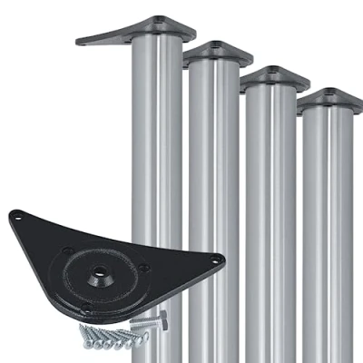 Afbeelding van Gedotec Meubelpoten roestvrij staal tafelpoten in hoogte verstelbaar metalen H1712 710 mm Ø 60 verstelbare poten set van 4 steunpoten voor keukenwerkbladen incl. bevestigingsmateriaal