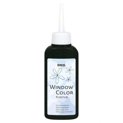 Afbeelding van Kreul Window Color raamcontour kleur zwart 80 ml fles voor een betere begrenzing van patronen gladde oppervlakken (glas, spiegel, tegels) 42774