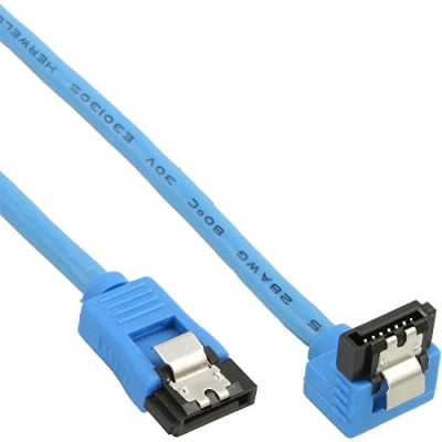 Afbeelding van SATA datakabel recht / haaks naar beneden rond SATA600 6 Gbit/s blauw 0,30 meter