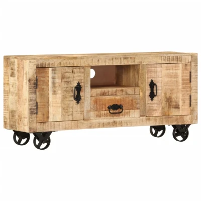 Afbeelding van Tv meubel 110x30x50 cm ruw mangohout