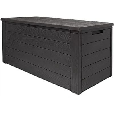 Afbeelding van Woody Tuin Opbergbox 324 liter 45x120x60 cm Tuinkussenbox Antraciet/bruin