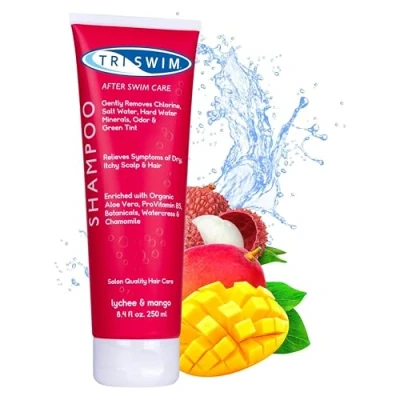 Afbeelding van TRISWIM Hydraterende Chloorverwijderende Shampoo Voor Zwemmers Lychee Mango ( 1x250 ml)