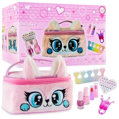 Afbeelding van make up voor kinderen, en nagellak, meisjes, niet giftig, pluche opbergtas, nagellak kinderen met water (roze)