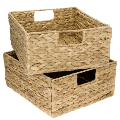 Afbeelding van HMF Set van 2 opbergmanden waterhyacint, zeegras, gevlochten opbergmand voor Kallax, half vak, 30 x 34 15 cm