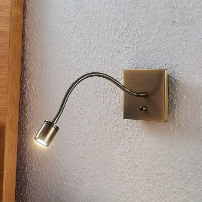 Afbeelding van Lindby LED wandlamp 1licht metaal H: 11 cm oud messing Inclusief lichtbron