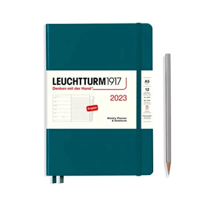 Afbeelding van Leuchtturm1917 Agenda 2023 weekplanner + notities 12 maanden a5 14,5 x 21 cm hardcover pacific groen Overig 4004117613319