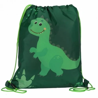 Afbeelding van Groene schoenentas, lichamelijke opvoeding, Dinosaurus schoudertas voor jongen 32x38 cm