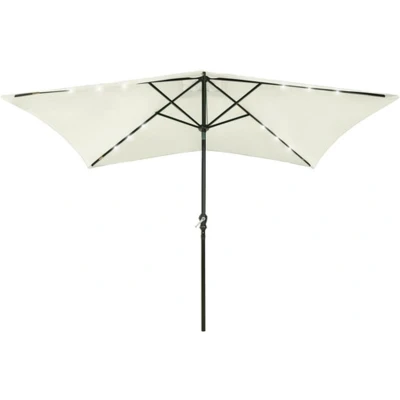 Afbeelding van Parasol met LED&#039;s en stalen paal 2x3 m zandkleurig