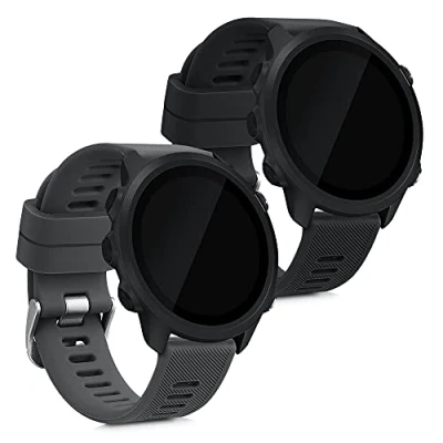 Afbeelding van kwmobile Armband compatibel met Garmin Forerunner 55, set van 2 reservearmbanden siliconen voor fitnesstracker, zwart/grijs, L, TPU