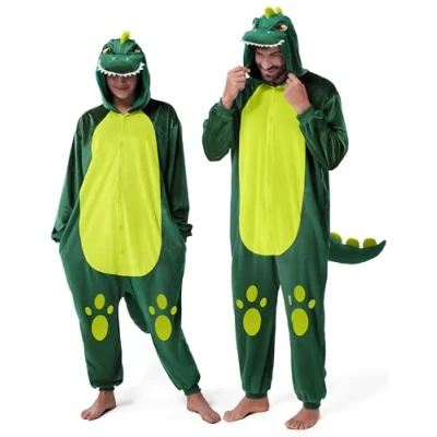 Afbeelding van Spooktacular Creations Uniseks pluche dinosauruspak voor volwassenen (maat M)