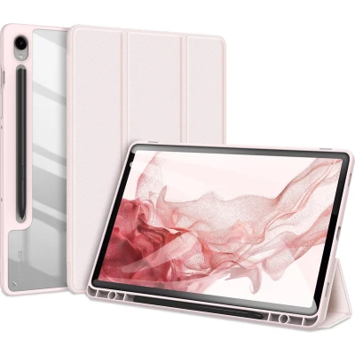 Afbeelding van Dux Ducis Tablet hoes geschikt voor Samsung Galaxy Tab S9/S9 FE (2023) Toby Series Auto Sleep/Wake functie Tri Fold Book Case Roze