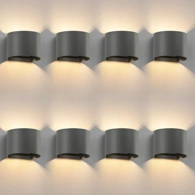 Afbeelding van ledscom.de 8 stuks RUNEL wandlamp voor buiten, IP65, Up /Downlight, antraciet mat, rond, 1 x G9 max. 10 W