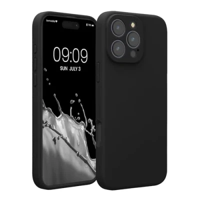 Afbeelding van kwmobile telefoonhoesje geschikt voor Apple iPhone 16 Pro Max TPU backcover met siliconen coating Smartphone case in zwart