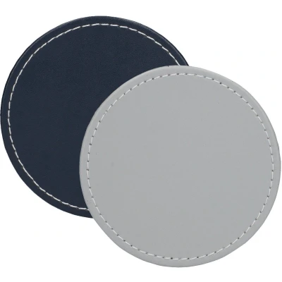 Afbeelding van Creative Tops Onderzetters 10 Cm Kunstleer Grijs/blauw 4 Stuks