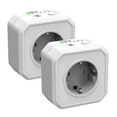 Afbeelding van ANSMANN Programmeerbaar stopcontact AES1 (2 stuks) energiebesparende timer met countdown instelbaar tijdsinterval voor radiator, strijkijzer enz wit