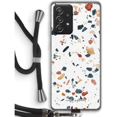 Afbeelding van Case Company® hoesje met Koord geschikt voor Samsung Galaxy A52s 5G Terrazzo N4 Telefoonhoesje Zwart Bescherming aan alle Kanten en Over de Schermrand
