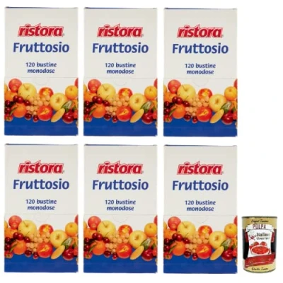 Afbeelding van Ristora Fruttosio, fructosezoetstof, 480 g verpakking, elke verpakking bevat 120 zakjes van 4 + Polpa di Pomodoro Italian Gourmet 400