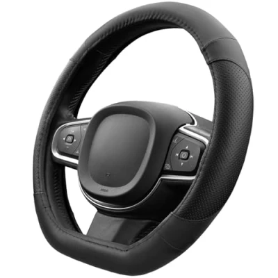 Afbeelding van Upgrade4cars D vormige stuurhoes in zwart, universele stuurhoes, voor zomer en winter, auto accessoires, interieurdecoratie