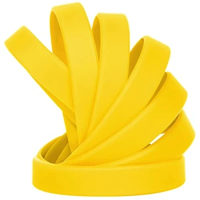 Afbeelding van LVNRIDS 50 stuks siliconen rubberen armbanden, vriendschapsarmband voor kinderen en jongeren, 7 inch lengte groothandel sport armband losse cadeaus leraren feestaccessoires geel
