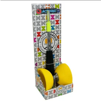 Afbeelding van Diabolo geel met aluminium stokken 105 mm doorsnede