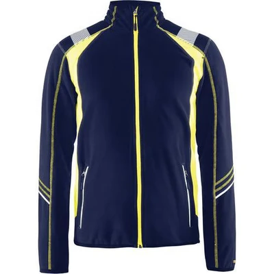 Image de Veste micropolaire marine/jaune fluorescent bandes réfléchissantes