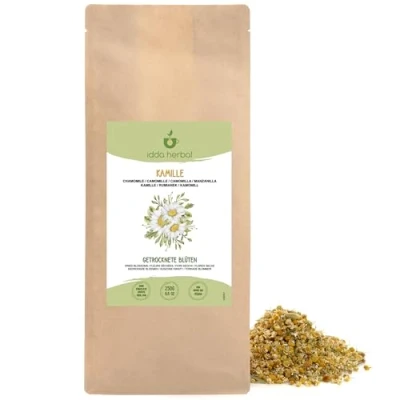 Afbeelding van Kamillegras (250 g), losse thee, hoogwaardige hele kamillebloemen, zacht gedroogd, 100% natuurlijk en zuiver voor de bereiding van kruidenthee, kamillethee