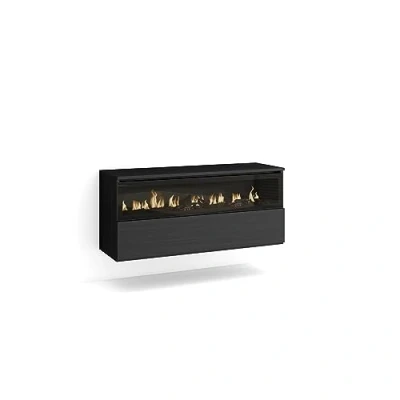 Afbeelding van Skraut Home elektrische led haard, vlameffect, 102 x 45 35 cm, 1 opening, deur, open hangend, wandmontage, moderne stijl, zwart