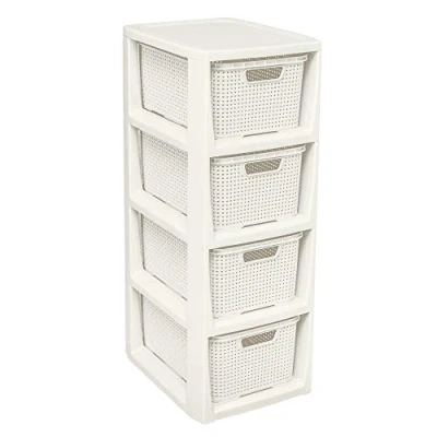 Image de BranQ Home essential Étagère en Plastique Aspect rotin Anthracite 23 x 29 65 cm