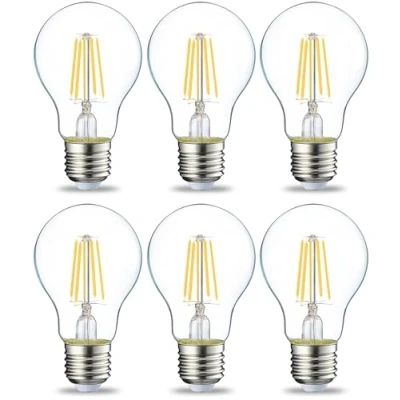 Afbeelding van Amazon Basics E27 LED Edison gloeilamp 4,3 W (komt overeen met 40 W), transparant filament 6 stuks